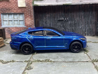 2019 Kia Stinger GT custom Hot Wheels, blue with black wheels, view 4