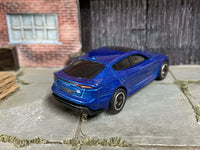 2019 Kia Stinger GT custom Hot Wheels, blue with black and chrome wheels, view 4