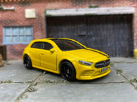 Custom Hot Wheels - 2019 Mercedes-Benz A-Class - Yellow and Black - Black 6 Spoke Wheels - Rubber Tires