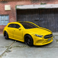 Custom Hot Wheels - 2019 Mercedes-Benz A-Class - Yellow and Black - Black 6 Spoke Wheels - Rubber Tires