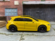 Custom Hot Wheels - 2019 Mercedes-Benz A-Class - Yellow and Black - Black 6 Spoke Wheels - Rubber Tires
