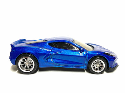 Custom Hot Wheels - 2020 Chevy Corvette - Blue - Chrome BBS Wheels - Rubber Tires