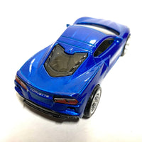 Custom Hot Wheels - 2020 Chevy Corvette - Blue - Chrome BBS Wheels - Rubber Tires
