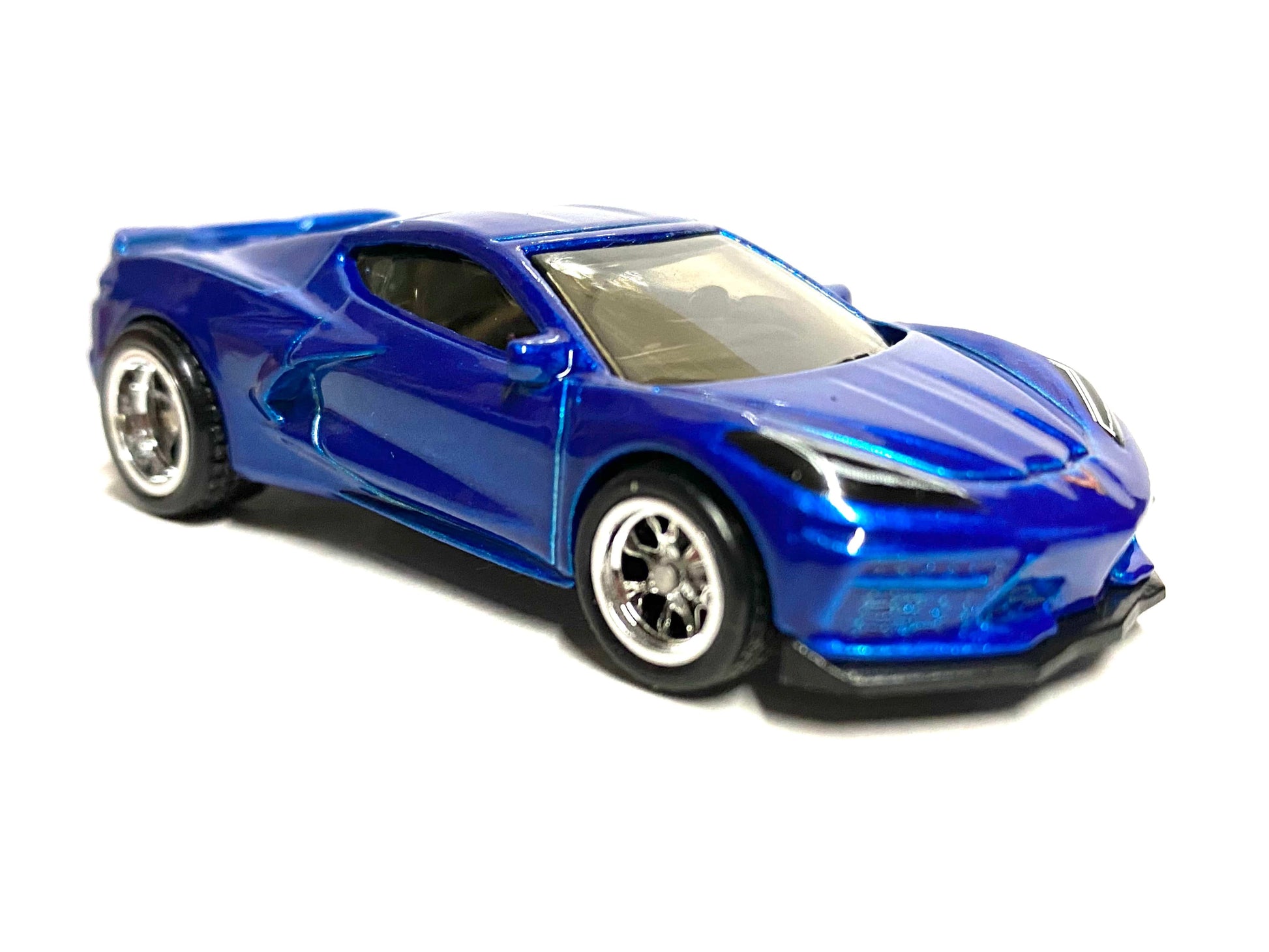 Custom Hot Wheels - 2020 Chevy Corvette - Blue - Chrome BBS Wheels - Rubber Tires