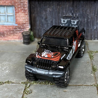 Custom Hot Wheels - 2020 Jeep Gladiator - Black, Red and White Borla - Chrome American Racing Wheels - Goodyear Off Road Rubber Tires