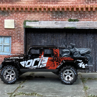 Custom Hot Wheels - 2020 Jeep Gladiator - Black, Red and White Borla - Chrome American Racing Wheels - Goodyear Off Road Rubber Tires