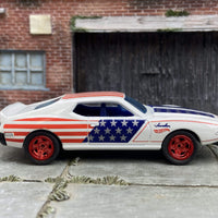 Custom Hot Wheels AMC Javelin AMX In Stars and Striped Red White and Blue With Red 5 Star Wheels With Rubber Tires