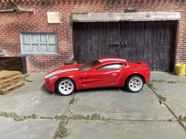 Aston Martin One-77 custom Hot Wheels, red and white, view 1