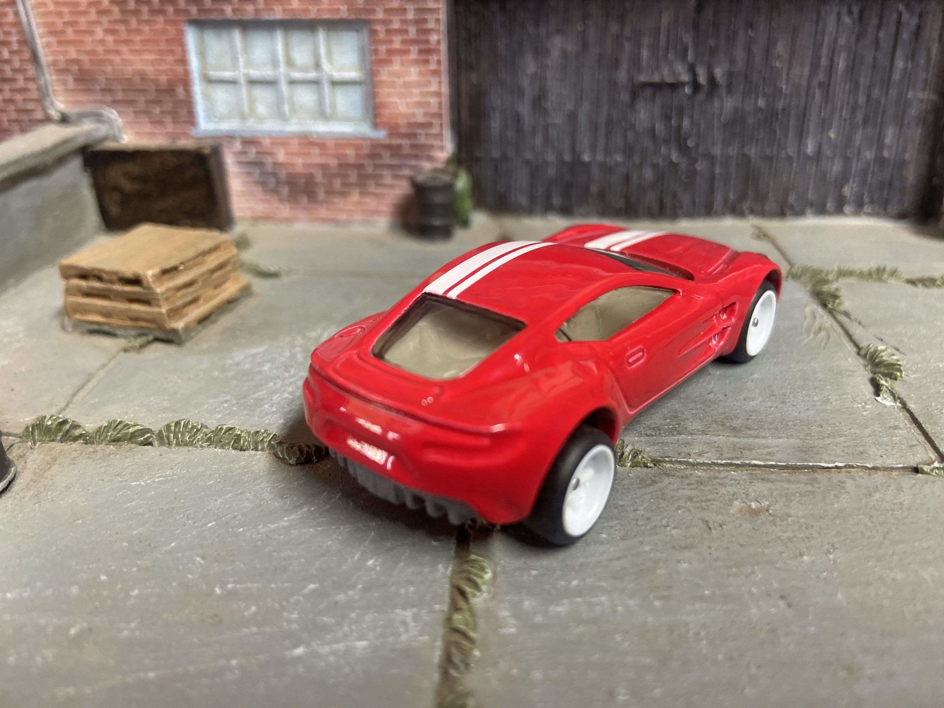 Custom Hot Wheels Aston Martin One-77 Race Car In Red and White With White 6 Spoke Wheels With Rubber Tires