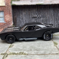 Custom Hot Wheels Batman Batmobile Gotham Version in Satin Black With Black Smoothie Racing Wheels With Hoosier Rubber Tires