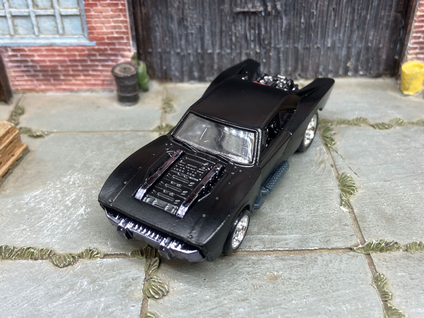 Custom Hot Wheels - Batmobile Gotham Version - Satin Black - Chrome American Racing Wheels - Rubber Tires
