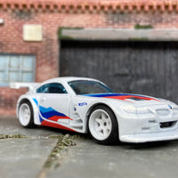 Custom Hot Wheels BMW Z4M In Pearl White With 6 Spoke Race Wheels With Rubber Tires