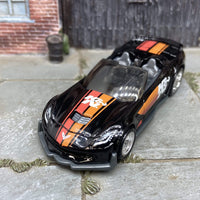 Custom Hot Wheels C7 Z06 Chevy Corvette Convertible In Black K&N Livery With Chrome BBS Wheels With Rubber Tires