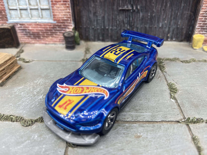 Custom Hot Wheels Custom 2018 Ford Mustang GT In Logano Racing Hot Wheels Blue With Factory 5 Star Wheels With Rubber Tires