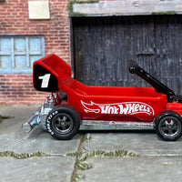 Custom Hot Wheels - Draggin' Wagon - Hot Wheels Red - Gray Mag Wheels - Goodyear Slicks