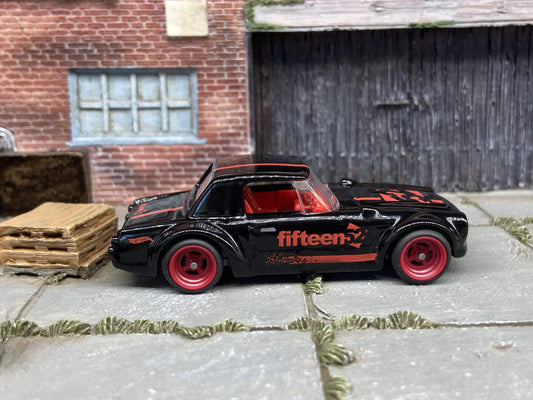 Custom Hot Wheels Fairlady 2000 In Black With Red 4 Spoke Mag Wheels With Rubber Tires