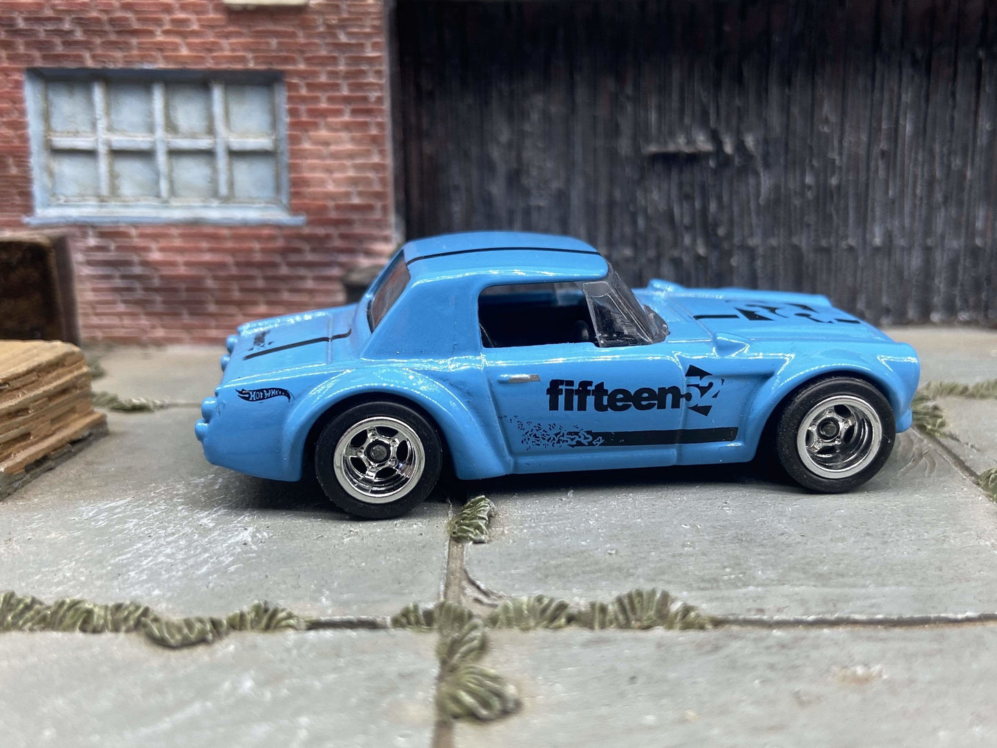Custom Hot Wheels Fairlady 2000 In Blue and Black With Chrome Deep Dish 5 Spoke Wheels With Rubber Tires