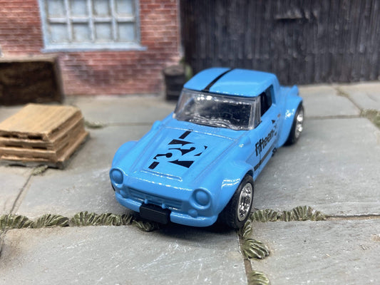 Custom Hot Wheels Fairlady 2000 In Blue and Black With Chrome Deep Dish 5 Spoke Wheels With Rubber Tires