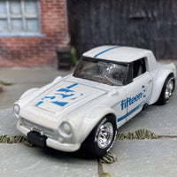 Custom Hot Wheels Fairlady 2000 In Pearl White and Blue With Chrome Race Wheels With Yokohama Rubber Tires