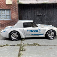 Custom Hot Wheels Fairlady 2000 In Pearl White and Blue With Chrome Race Wheels With Yokohama Rubber Tires