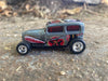 Custom Hot Wheels - Ford Model A Sedan Midnight Otto - Silver and Black Flying Tiger - Chrome Rally Wheels - Rubber Tires