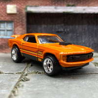 Custom Hot Wheels Ford Mustang Mach 1 In Orange With American Racing Wheels With Rubber Tires