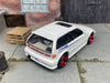 Custom Hot Wheels Honda Civic EF In White With Red 6 Spoke Studded Race Wheels With Rubber Tires