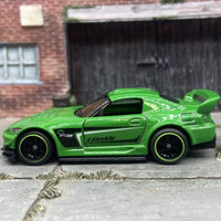 Custom Hot Wheels Honda S2000 in Green With Black and Green 6 Spoke Studded Racing Wheels With Rubber Tires