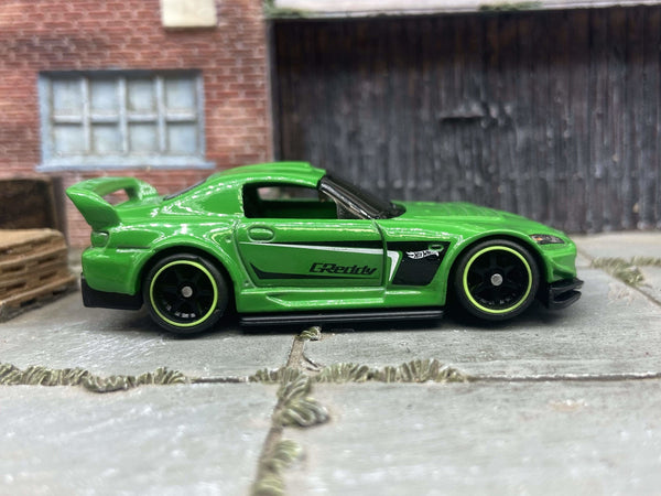 Honda S2000 custom Hot Wheels, green with black and green wheels, view 1