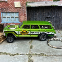 Custom Hot Wheels Keychain - Key Chain - Zipper Pull - 1964 Chevy Nova Station Wagon Gasser Light Green