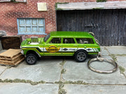 Custom Hot Wheels Keychain - Key Chain - Zipper Pull - 1964 Chevy Nova Station Wagon Gasser Light Green