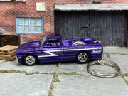 Custom Hot Wheels Keychain - Key Chain - Zipper Pull - 1967 Chevy Pick Up Truck Purple