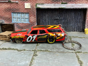 Custom Hot Wheels Keychain - Key Chain - Zipper Pull - 1970 Chevy Chevelle Station Wagon Daredevil Red