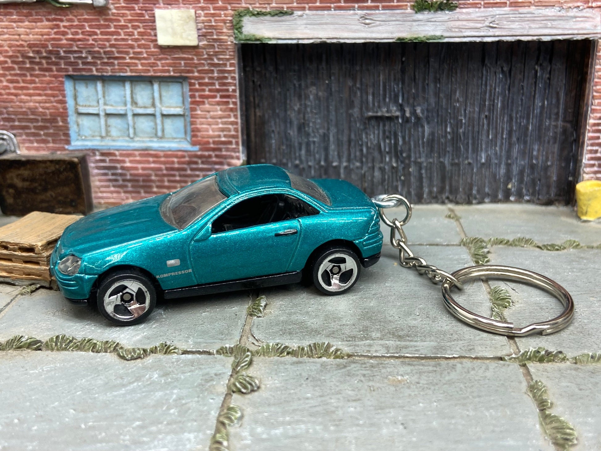 Custom Hot Wheels Keychain - Key Chain - Zipper Pull - Mercedes SLK in Aqua