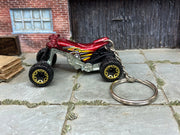 Custom Hot Wheels Keychain - Key Chain - Zipper Pull - Quad Rod 4 Wheeler in Burgundy