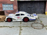 Custom Hot Wheels Keychain - Key Chain - Zipper Pull - VW Kafer Racer in Urban Outlaw White