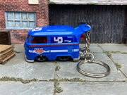 Custom Hot Wheels Keychain - Key Chain - Zipper Pull - VW Kool Kombi Urban Outlaw Blue
