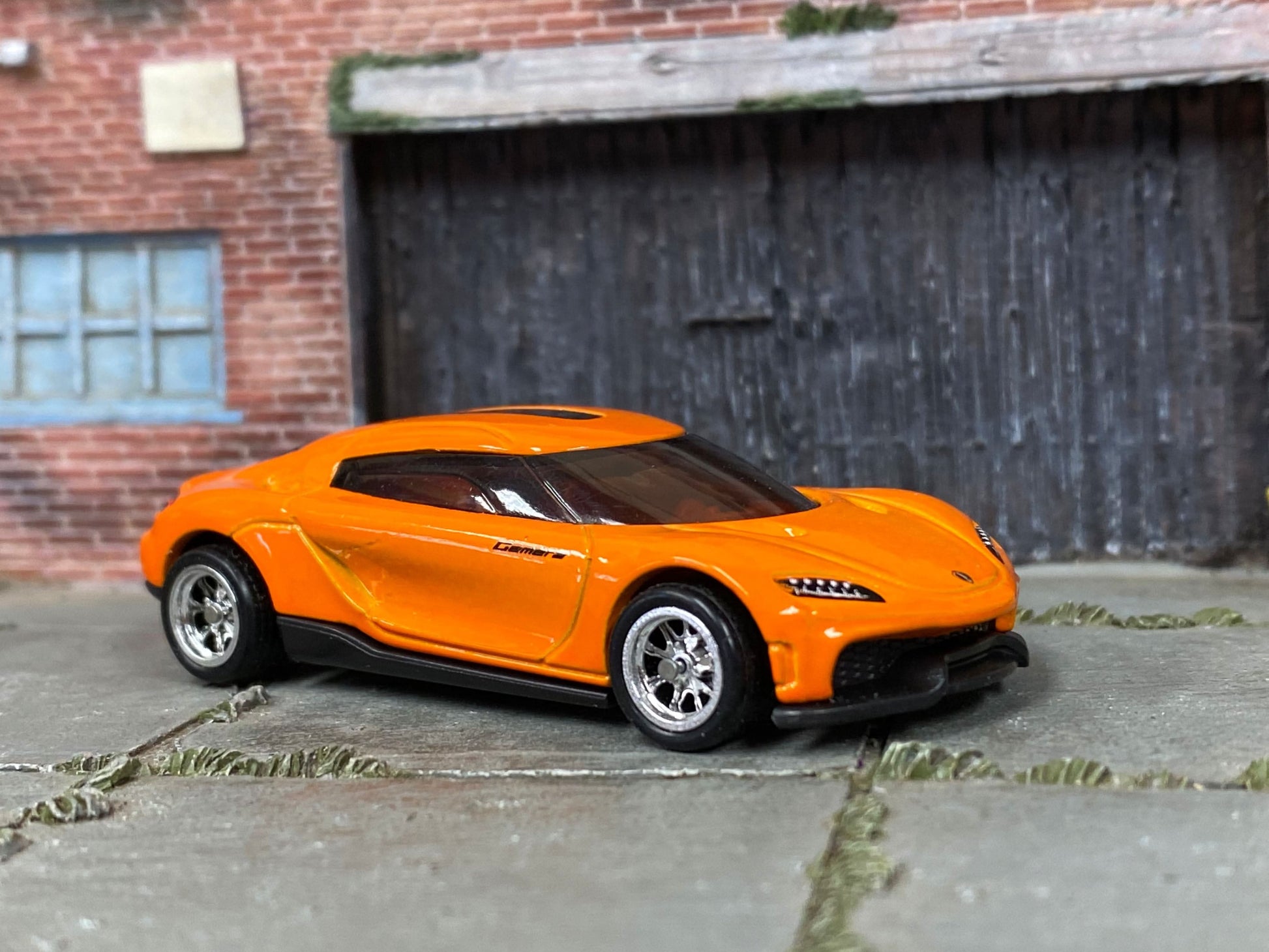 Custom Hot Wheels - Koenigsegg Gemera - Orange - Chrome BBS Wheels - Rubber Tires
