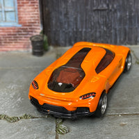 Custom Hot Wheels - Koenigsegg Gemera - Orange - Chrome BBS Wheels - Rubber Tires