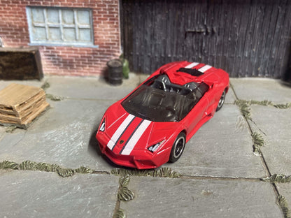 Custom Hot Wheels Lamborghini Reventon Roadster In Red With Black and Chrome 5 Spoke Race Wheels With Rubber Tires