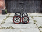 Custom Hot Wheels - Matchbox Rubber Tires & Wheels: Red Line Rubber Tires And Chrome 5 Spoke Deep Dish Wheels 10mm - 12mm