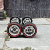 Custom Hot Wheels - Matchbox Rubber Tires & Wheels: Red Line Rubber Tires And Chrome 5 Spoke Deep Dish Wheels 12mm - 12mm