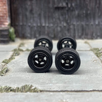 Custom Hot Wheels - Matchbox Rubber Tires & Wheels: Rubber Tires And Black 5 Spoke Deep Dish Wheels 10mm - 10mm
