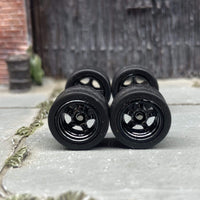 Custom Hot Wheels - Matchbox Rubber Tires & Wheels Rubber Tires And Black 5 Spoke Deep Dish Wheels 12mm - 12mm