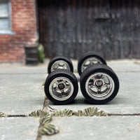 Custom Hot Wheels - Matchbox Rubber Tires & Wheels: Rubber Tires And Chrome 5 Spoke Deep Dish Wheels 10mm - 12mm