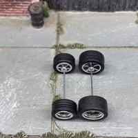 Custom Hot Wheels - Matchbox Rubber Tires & Wheels: Rubber Tires And Chrome 5 Spoke Deep Dish Wheels 10mm - 12mm
