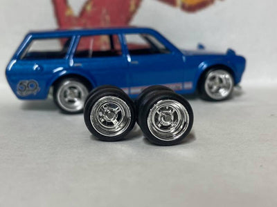 Custom Hot Wheels - Matchbox Rubber Tires & Wheels: Rubber Tires And Chrome JDM - 4 Spoke Wheels