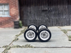 Custom Hot Wheels - Matchbox Rubber Tires & Wheels: Rubber Tires And White 5 Spoke Deep Dish Wheels 10mm - 10mm