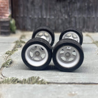 Custom Hot Wheels - Matchbox Rubber Tires & Wheels Rubber Tires And White 5 Spoke Deep Dish Wheels 12mm - 12mm