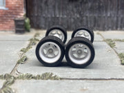 Custom Hot Wheels - Matchbox Rubber Tires & Wheels Rubber Tires And White 5 Spoke Deep Dish Wheels 12mm - 12mm
